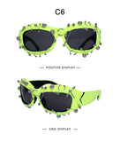 Darrahopens Occasions > Costumes > Costumes & Accessories Bright Green Edgy Punk Rock Spiked Sunglasses - Statement Goth Studded Eyewear