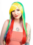 Darrahopens Occasions > Costumes > Costumes & Accessories Bright Rainbow Layered Womens Straight Costume Wig