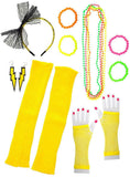 Darrahopens Occasions > Costumes > Costumes & Accessories Bright Yellow 12 Piece 1980s Costume Accessory Set