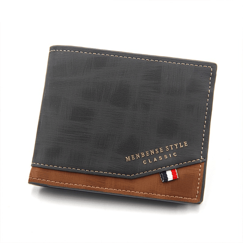 Darrahopens Occasions > Costumes > Costumes & Accessories British-Style Two-Tone Bifold Wallet for Men, Matte Printed PU Leather Wallet with Zip Coin Pocket, Multiple Card Slots, and ID Photo Window (Black)