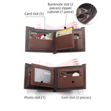 Darrahopens Occasions > Costumes > Costumes & Accessories British-Style Two-Tone Bifold Wallet for Men, Matte Printed PU Leather Wallet with Zip Coin Pocket, Multiple Card Slots & ID Photo Window (Brown)