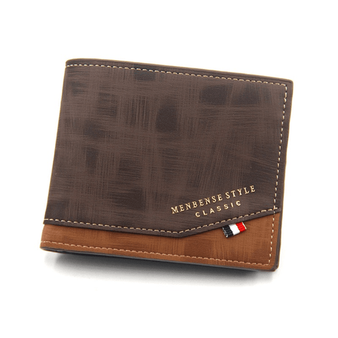 Darrahopens Occasions > Costumes > Costumes & Accessories British-Style Two-Tone Bifold Wallet for Men, Matte Printed PU Leather Wallet with Zip Coin Pocket, Multiple Card Slots & ID Photo Window (Dark Brown)