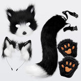 Darrahopens Occasions > Costumes > Costumes & Accessories Brown Fox Cosplay Set with Cat Ears, Tail, Paw Gloves for Halloween Costume High Quality Brown