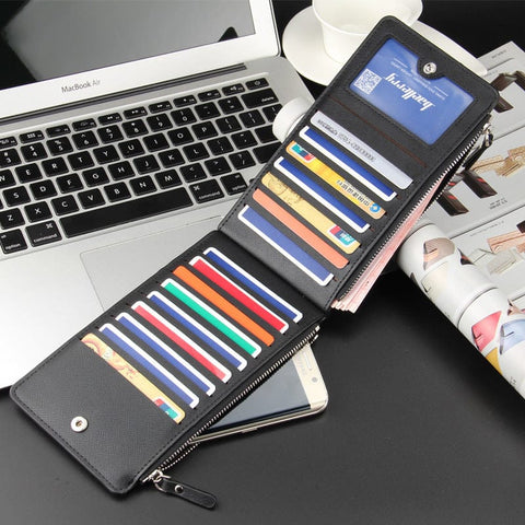 Darrahopens Occasions > Costumes > Costumes & Accessories Brown Men's Slim Long Bi-Fold Wallet - Multi-Card Holder & Credit Card Organizer with Coin Pocket, Simple PU Leather Clutch