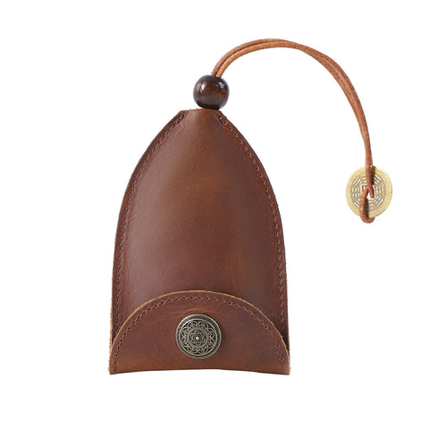 Darrahopens Occasions > Costumes > Costumes & Accessories Brown Vintage Crazy Horse Leather Key Organizer - Handmade Pull-Out Car Key Case & Home Key Holder with Retro Coin Charm