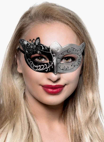Darrahopens Occasions > Costumes > Costumes & Accessories Butterfly Venetian Masquerade Mask in Black and Silver