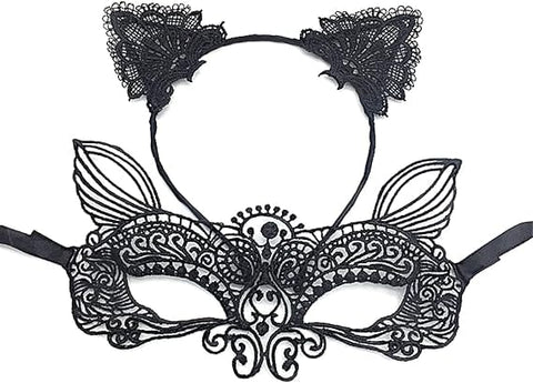 Darrahopens Occasions > Costumes > Costumes & Accessories Cat Mask and Ears Headband, Catwoman Costume Accessories for Women's Halloween Party Makeup and Fancy Dress