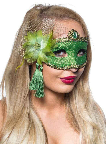 Darrahopens Occasions > Costumes > Costumes & Accessories Celebration Green Glitter Masquerade Mask