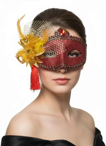 Darrahopens Occasions > Costumes > Costumes & Accessories Celebration Red Glitter Masquerade Mask