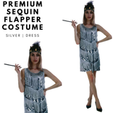 Darrahopens Occasions > Costumes > Costumes & Accessories Charleston Sequin Flapper Fringe Costume Tassel Party Fancy Dress 20s 30s - Silver