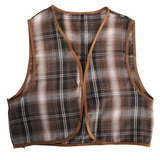 Darrahopens Occasions > Costumes > Costumes & Accessories Childrens Brown Checkered Party Costume Vest Boys Kids Victorian, Cowboy or 1920s Style