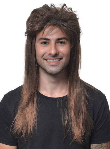 Darrahopens Occasions > Costumes > Costumes & Accessories Classic Long Chestnut Brown Mullet Mens Costume Wig