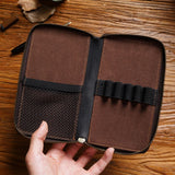 Darrahopens Occasions > Costumes > Costumes & Accessories Coffee Genuine Crazy Horse Leather Fountain Pen Case Zippered Organiser Pouch with 5 Elastic Loops & Mesh Pocket Vintage Stationery Holder