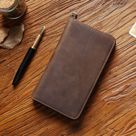 Darrahopens Occasions > Costumes > Costumes & Accessories Coffee Genuine Crazy Horse Leather Fountain Pen Case Zippered Organiser Pouch with 5 Elastic Loops & Mesh Pocket Vintage Stationery Holder