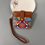 Darrahopens Occasions > Costumes > Costumes & Accessories Colorful Ethnic Mandala Pattern PU Leather Mini Card Holder with Wrist Strap and Buckle - Slim High-End Multi-Slot Card Sleeve for Daily Use