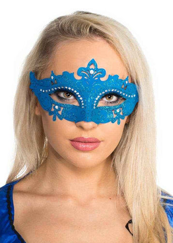 Darrahopens Occasions > Costumes > Costumes & Accessories Cut Out Blue Masquerade Mask with Rhinestones
