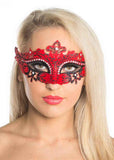 Darrahopens Occasions > Costumes > Costumes & Accessories Cut Out Red Masquerade Mask with Rhinestones