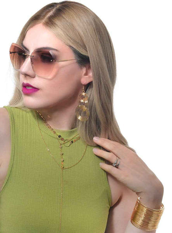 Darrahopens Occasions > Costumes > Costumes & Accessories Delicate Gold 70s Earrings and Necklace Costume Jewellery Set