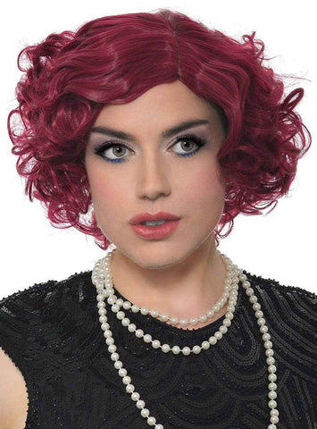 Darrahopens Occasions > Costumes > Costumes & Accessories Deluxe 1920s Burgundy Flapper Costume Wig with Skin Part