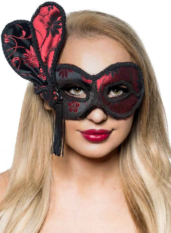 Darrahopens Occasions > Costumes > Costumes & Accessories Deluxe Black and Red Brocade Masquerade Mask