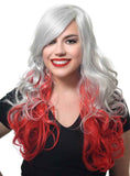 Darrahopens Occasions > Costumes > Costumes & Accessories Deluxe Long Curly Grey and Red Womens Costume Wig
