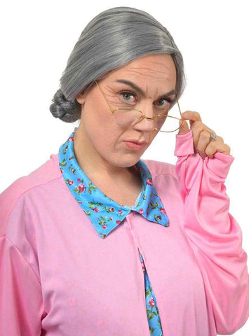 Darrahopens Occasions > Costumes > Costumes & Accessories Deluxe Old Lady Grey Bun Womens Costume Wig