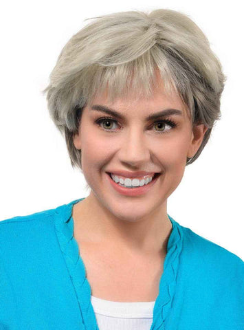 Darrahopens Occasions > Costumes > Costumes & Accessories Deluxe Short Ash Blonde and Grey Blend Womens Costume Wig