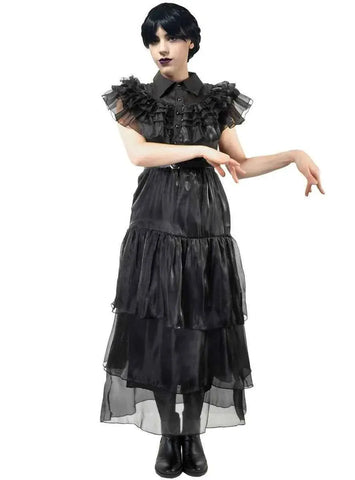 Darrahopens Occasions > Costumes > Costumes & Accessories Deluxe Teen Girls Wednesday Black Party Dress Costume