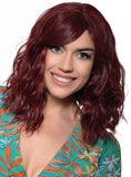 Darrahopens Occasions > Costumes > Costumes & Accessories Deluxe Wavy Mid-Length Burgundy Fashion Wig with Skin Top
