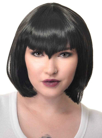 Darrahopens Occasions > Costumes > Costumes & Accessories Deluxe Womens Black Vampire Bob Wig with V Fringe