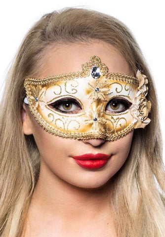 Darrahopens Occasions > Costumes > Costumes & Accessories Edwardian White and Gold Adults Masquerade Mask
