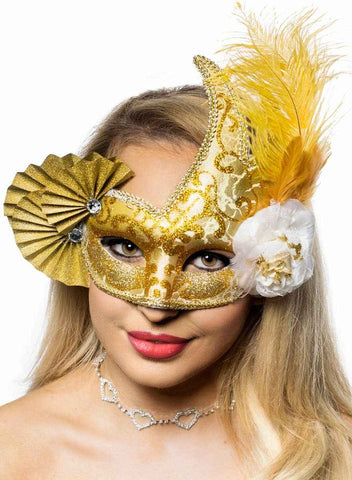 Darrahopens Occasions > Costumes > Costumes & Accessories Elaborate Gold Fan Masquerade Mask