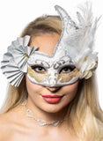 Darrahopens Occasions > Costumes > Costumes & Accessories Elaborate Silver and Gold Fan Masquerade Mask