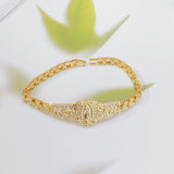 Darrahopens Occasions > Costumes > Costumes & Accessories Elegant Hollow Floral Geometric Bracelet – Gold-Plated Copper Fashion Jewelry with Delicate Chain Design(R80）