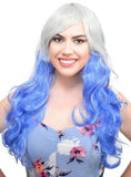 Darrahopens Occasions > Costumes > Costumes & Accessories Elsie Blue and Grey Long Curly Womens Costume Wig