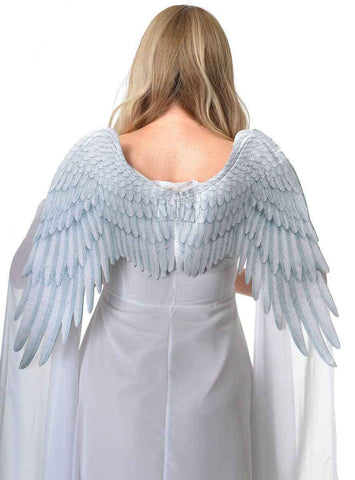 Darrahopens Occasions > Costumes > Costumes & Accessories Feather Print White and Grey Angel Costume Wings