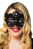 Darrahopens Occasions > Costumes > Costumes & Accessories Glitter and Floral Lace Overlay Black Masquerade Mask