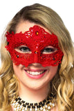 Darrahopens Occasions > Costumes > Costumes & Accessories Glitter and Floral Lace Overlay Red Masquerade Mask