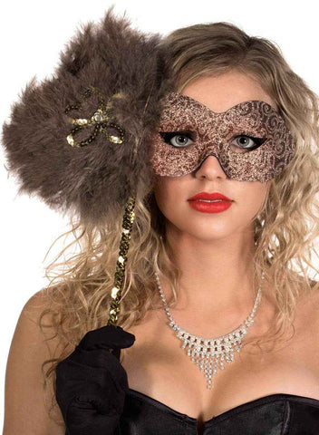 Darrahopens Occasions > Costumes > Costumes & Accessories Glitter Swirls Coffee and Caramel Hand Held Masquerade Mask
