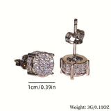 Darrahopens Occasions > Costumes > Costumes & Accessories Gold Unisex Round Crystal Stud Earrings – Full-Pave Micro-Set Alloy Ear Jewelry