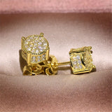 Darrahopens Occasions > Costumes > Costumes & Accessories Gold Unisex Round Crystal Stud Earrings – Full-Pave Micro-Set Alloy Ear Jewelry