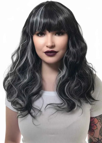 Darrahopens Occasions > Costumes > Costumes & Accessories Gothic Black and White Womens Halloween Costume Wig
