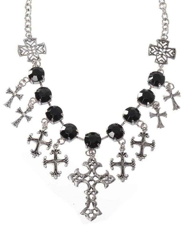 Darrahopens Occasions > Costumes > Costumes & Accessories Gothic Crosses Black Jeweled Costume Necklace