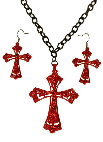 Darrahopens Occasions > Costumes > Costumes & Accessories Gothic Halloween Cross and Earring Jewelery Set