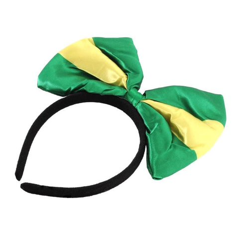 Darrahopens Occasions > Costumes > Costumes & Accessories Green and Gold Yellow Bow Headband – Australia Day & Sports Event Accessory