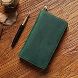 Darrahopens Occasions > Costumes > Costumes & Accessories Green Genuine Crazy Horse Leather Fountain Pen Case Zippered Organiser Pouch with 5 Elastic Loops & Mesh Pocket Vintage Stationery Holder