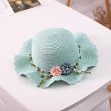 Darrahopens Occasions > Costumes > Costumes & Accessories Green Girls Summer Princess Straw Straw Hat and Matching Purse Set - Breathable Floral Wide Brim Sun Protection Sun Hat