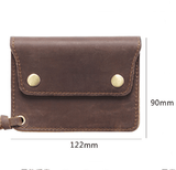 Darrahopens Occasions > Costumes > Costumes & Accessories Green Handmade Crazy Horse Leather Wallet Vintage Coin Purse Zipper Card Holder with Strap Snap Closure Top Layer Cowhide 12cm