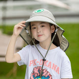 Darrahopens Occasions > Costumes > Costumes & Accessories Grey Kids UV Protection Sun Hat - Breathable Wide Brim Bucket Hat with Neck Flap for Summer Beach & Outdoor Play