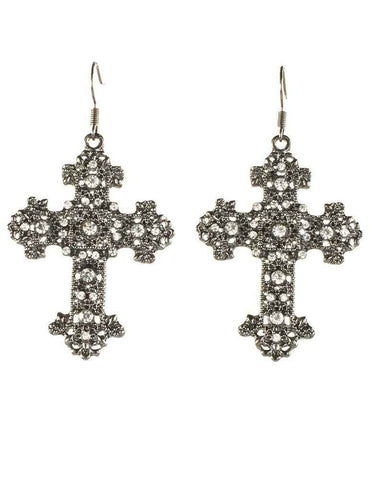 Darrahopens Occasions > Costumes > Costumes & Accessories Gun Metal Black Gothic Cross Halloween Earrings